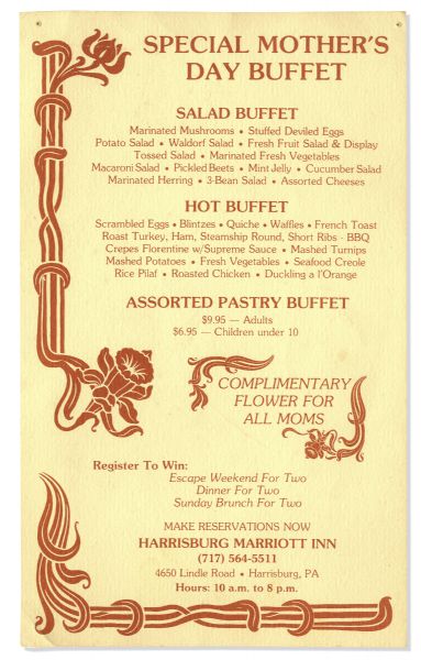 Beach Boys Signed Menu -- Signed by Brian Wilson & Dennis Wilson Along With Other Band Members