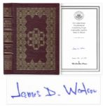 James D. Watson Avoid Boring People  Signed Book -- Bound in Leather With 22kt Gold Detailing