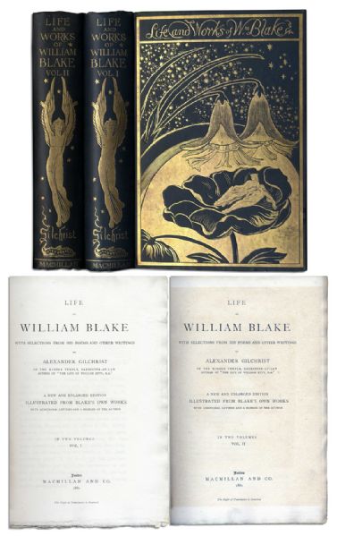 Rare 1880 Set of ''Life and Works of William Blake'' -- With Elaborate Gilt Decorations & Woodcuts