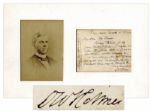 Oliver Wendell Holmes Sr. Autograph Letter Signed -- ...I am sorry for your tribulations but with your indomitable spirit you will come bravely through them...