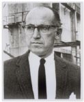 Jonas Salk 8 x 9.5 Glossy Signed Photo -- Candid Shot of the Polio Vaccine Scientist -- Near Fine