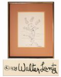 Walter Lantz Signed Sketch of Woody Woodpecker Juggling Pineapples