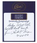 Richard Nixon Bookplate Signed & Inscribed in His Hand -- Bookplate Made for His Autobiography Memoirs