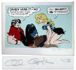 Giant & Colorful Lil Abner Artist Proof -- Capp Pencils AP 10/30 & Signs Al Capp 76 -- Measures 44 x 31.5 -- Foxing & Tears to Border