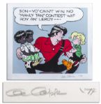 Lil Abner Silkscreen With Abner & Honest Abe -- Numbered 151/250 & Signed Al Capp 74 in Pencil -- Measures 26 x 23 -- Very Good