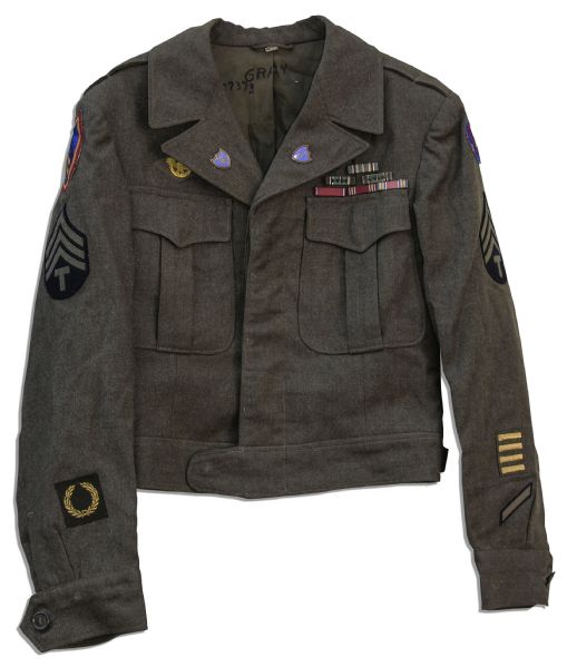 Unique Collection of World War II Items Including a Full Uniform Worn by a Corporal in the 3rd Army -- Lot Includes Badges, Pins & a Personal Photo Owned by the Soldier