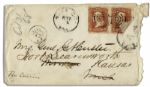 George Custer Full Signature Included in a Handwritten Envelope Made Out to His Wife Mrs. Genl G A Custer