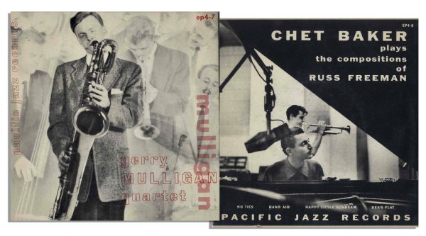 Lot of 20 Vintage Jazz EP Vinyl Records by 9 Different Artists -- Chet Baker, Gerry Mulligan, Lee Konitz, Bud Shank, Bob Gordon, Harry Edison, Laurindo Almeida, Russ Freeman & Bengt Hallberg