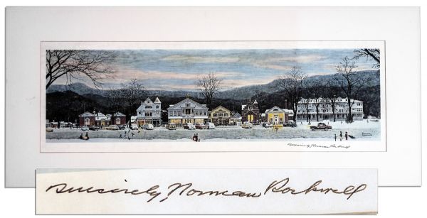 Master of Americana, Norman Rockwell Signed Print of ''Stockbridge Main Street at Christmas''