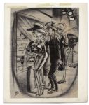 Original Pencil and Ink Illustration Drawn by Comic Book Artist Bill Ward -- Signed by Ward