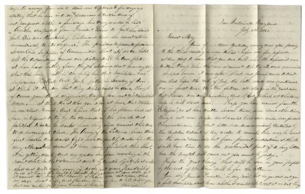 Letter Lot From the 7th Indiana Infantry With Gettysburg & Chancellorsville Content -- ''...met the Rebels July 1st and we had a terrible battle...The carnage is said to have been terrible...''