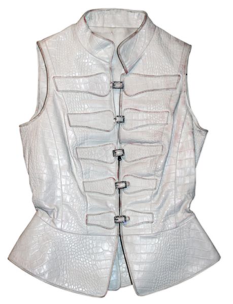 Alicia Keys White Crocodile-Style Vest Worn During Her ''As I Am'' Tour -- With a COA From Keys