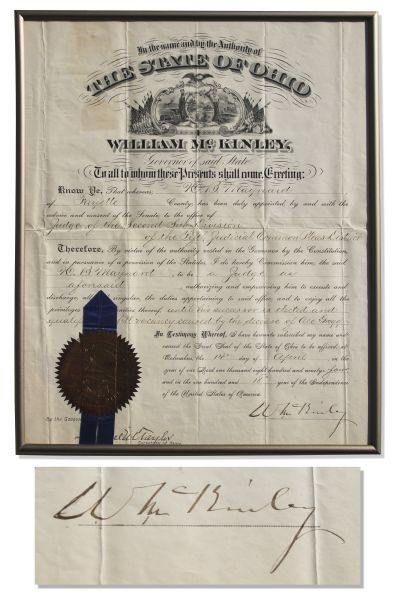 William McKinley Document Signed 