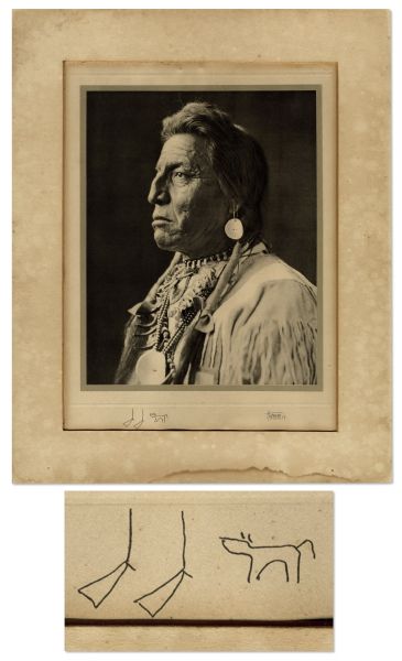 Native American Ambassador, Two Guns White Calf Signed Print -- His Likeness Was Used for the Front of the Buffalo Nickel