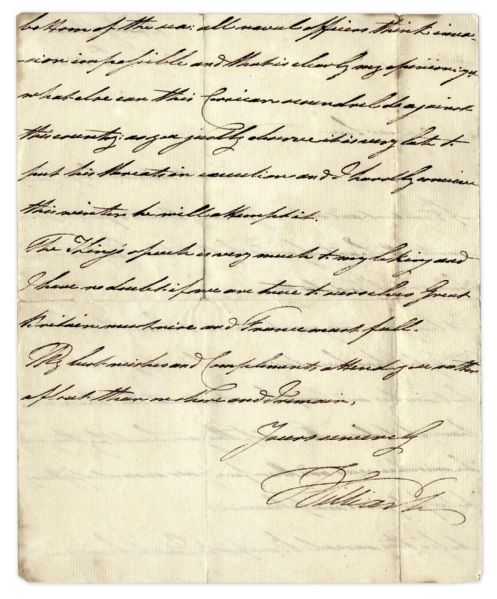 King William IV Autograph Letter Signed -- ''...as for this rascal Bonaparte, I wish he was at the bottom of the sea...''