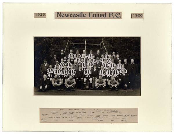 F.A. Cup Gold Winner's Medal Awarded to Newcastle United for the Famous ''Rainy Day Final'' in 1924 -- Accompanied by Two Original Team Photographs