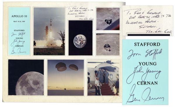 Apollo 10 Crew-Signed Poster --Signed by Tom Stafford, John Young & Gene Cernan -- Dedicated to Red Skelton & Consigned by His Estate