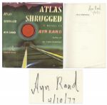 Ayn Rand Signed First Edition of Atlas Shrugged -- With PSA/DNA COA