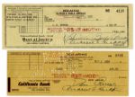 Lucille Ball and Desi Arnaz Signed Checks From 1953