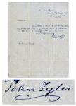 John Tyler Autograph Letter Signed -- Sent From Tylers Sherwood Forest Plantation in 1850