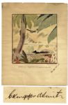 Charles Kingsford Smith Signed Print Commemorating His Pioneering Flight From United States to Australia