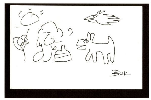 Charles Bukowski Hand Drawn Illustration -- Signed ''Buk''
