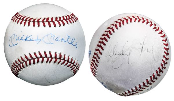 Mickey Mantle Signed Baseball -- Also Signed by Whitey Ford -- From The Estate of Red Skelton And Previously Owned by Him