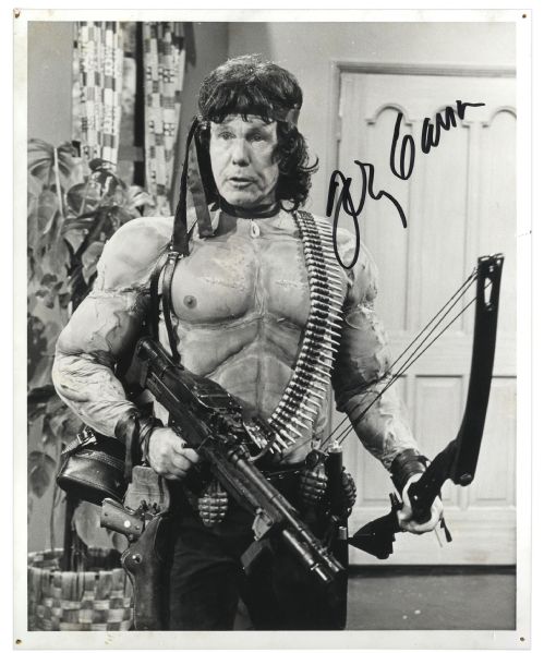 Johnny Carson Costume From Famous ''Rambo'' Parody Sketch -- With Signed Photograph of Carson Wearing the Costume