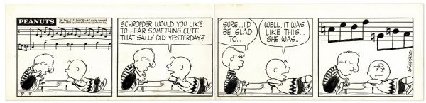 Charles Schulz Hand-Drawn ''Peanuts'' Comic Strip From 1959 -- Featuring Charlie Brown & Schroeder