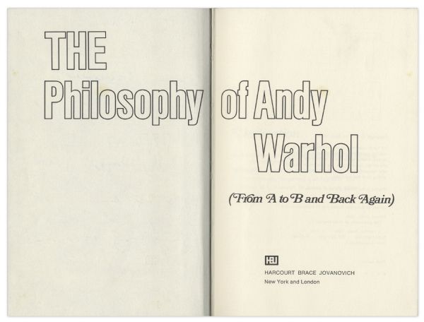 Andy Warhol Sketches His Famous Campbell's Soup Can -- Drawn Upon a Signed First Edition of ''The Philosophy of Andy Warhol''