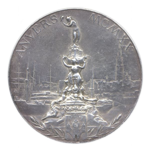 Silver Olympic Medal From the 1920 Summer Olympics, Held in Antwerp, Belgium