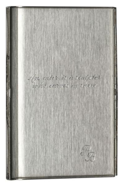 Raymond Burr Personally Owned Cigarette Case -- Engraved With Inscription ''An Actor is a Sculptor Who Carves in Snow''