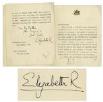 Queen Elizabeth II Typed Letter Signed -- Sent to King Faisal II of Iraq on 24 January 1955 -- ...I have judged it expedient to accredit to Your Majesty My Trust...