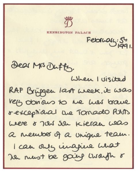 Lot Detail - Princess Diana Autograph Letter Signed in 1991 ...