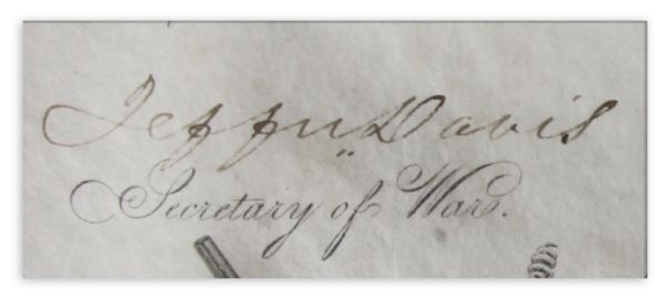 Franklin Pierce Military Appointment Signed as President -- Countersigned by Jefferson Davis