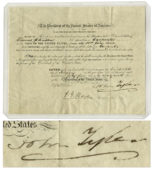 John Tyler Naval Appointment Signed as President