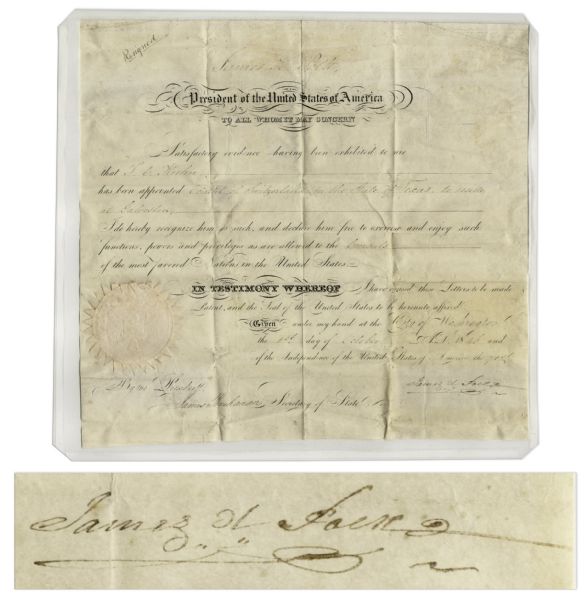James K. Polk Document Signed as President -- Polk Appoints a Swiss Consul to the State of Texas
