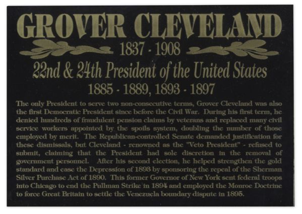 Grover Cleveland Signed Military Appointment as President