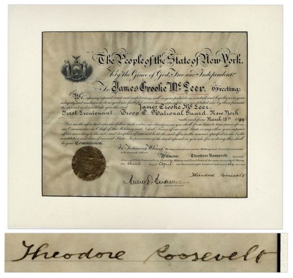 Theodore Roosevelt Military Appointment Signed as Governor of New York -- Roosevelt Appoints a National Guardsman