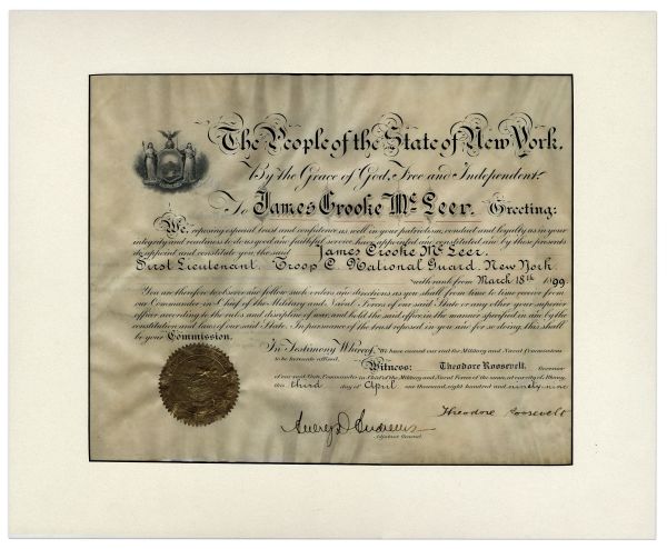 Theodore Roosevelt Military Appointment Signed as Governor of New York -- Roosevelt Appoints a National Guardsman