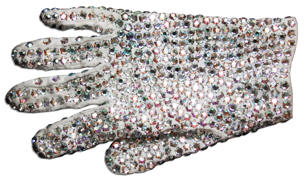 Michael Jackson Personally Owned Trademark White Sequined Glove -- Gifted to the Artist He Commissioned for Neverland, Circa 1984