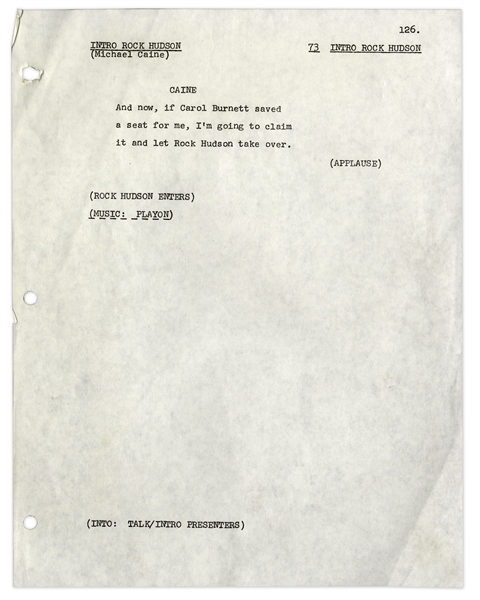 Rock Hudson's Own Script From the 1973 Academy Awards, When He Hosted It -- With COAs From Rock Hudson's Estate