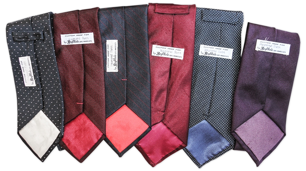 Raymond Burr Lot of 6 Neckties Custom-Made for Him -- Worn During the Filming of ''Ironside'' & ''The Return of Perry Mason''