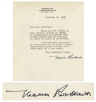 Eleanor Roosevelt Typed Letter Signed Regarding Nobel Peace Prize Winner Dr. Ralph Bunche