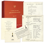 Complete First Draft Production Script and Invitation to the 1972 Academy Awards -- Rare Internal Script & Ticket From the Events Art Director
