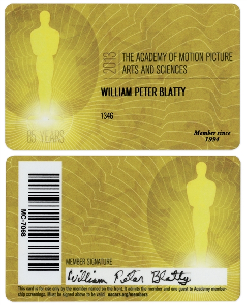 ''Exorcist'' Writer & Academy Award Winner, William Peter Blatty Signed Academy Membership Card