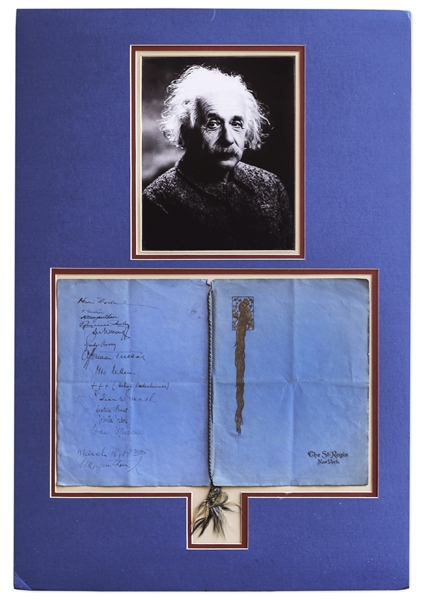 Albert Einstein Signed Menu From 1935 -- Also Signed by Prominent Jewish Leaders