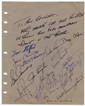 Page Signed by a Multitude of Apollo Astronauts Including Neil Armstrong, Charlie Duke & More -- With 19 Signatures in Total
