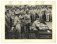 WWII Admiral Chester Nimitz Signed Photograph -- Showing Nimitz Signing the Japanese Surrender Aboard the USS Missouri