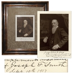 Mormon President Joseph F. Smith Signed Photo -- Dedicated to U.S. Steel Co-Founder Elbert H. Gary